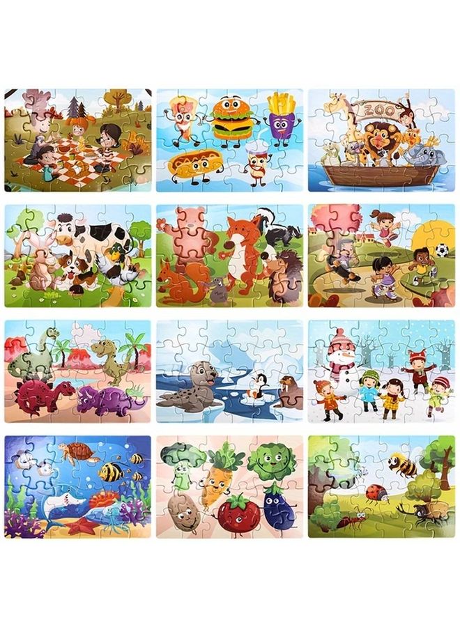 12 في 1 مجموعة ألغاز بازل تعليمية ألعاب تعليمية للأطفال عمر 3 سنوات فما فوق صندوق هدايا - Image 4